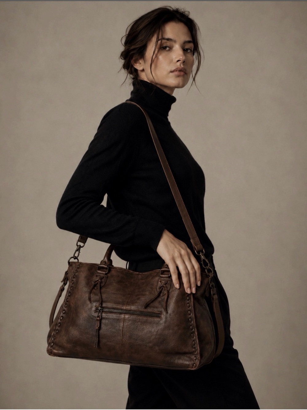 Bed Stu Tote Bag Distressed Dark Brown Leather Weekender Perfect Condition w#3